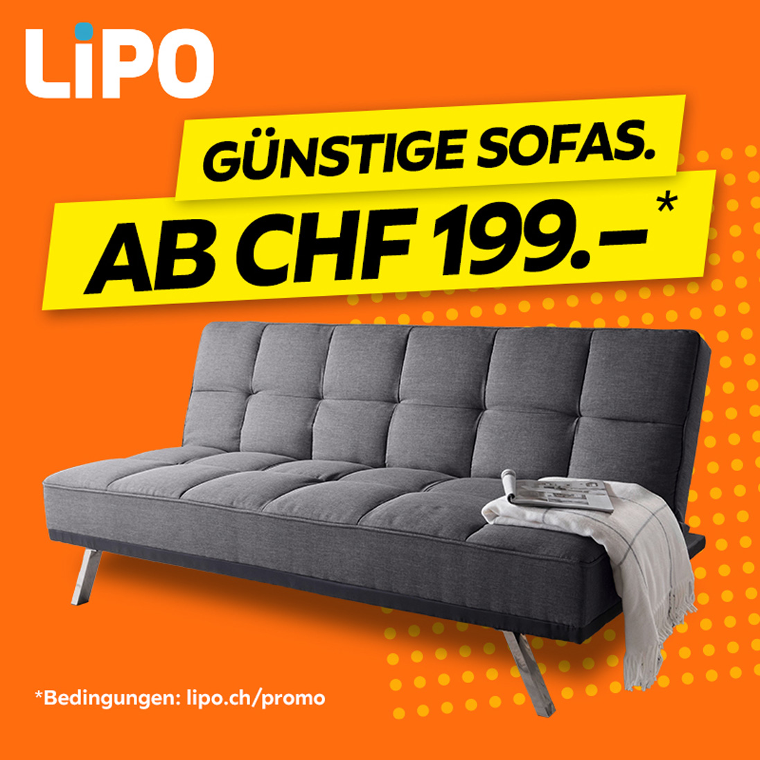 LIPO Banner – Günstige Sofas ab CHF 199